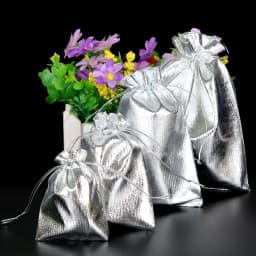 10pcs Gold/Silver Organza Jewelry Pouches 7x9/9x12/10x15/13x18cm Drawstring Wedding Gift Bags Jewelry Packaging