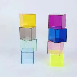 Colorful 8x8cm Acrylic Box Jewelry Display Stand Organizer , Jewelry Cosmetics Perfume Riser Case, Doll Toy Showcase Rack