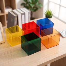 Colorful 8x8cm Acrylic Box Jewelry Display Stand Organizer , Jewelry Cosmetics Perfume Riser Case, Doll Toy Showcase Rack
