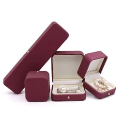 Wine Red Leather Jewelry Gift Packaging Box Wedding Ring Necklace Pendant Gift Box Brooch Long Chain Exquisite Gift Case