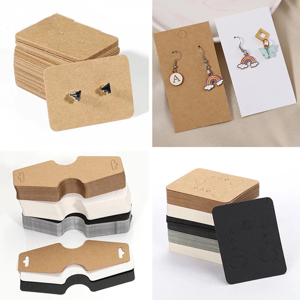 50pcs Black Coffee White Kraft Paper Cards For DIY Jewelry Necklace Earrings Bracelet Display Cards Wholesale