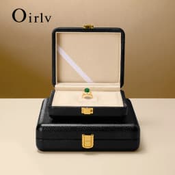Oirlv Black Jewelry Organiser Boxes PU Leather Ring Earring Jewelry Set Box Jewel cases of precious metal Storage Box Gifts Box