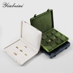 Yinbeini Velvet Jewelry Storage Case Ring Earring Pendant Storage Organizer Large Space Display Box XB002