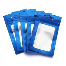 50pcs Colorful Self Seal Zipper Plastic Bags Mylar Bagwith Clear Window for DIY Jewelry Display Reusable Ziplock Hanging Pouches