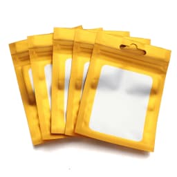 50pcs Colorful Self Seal Zipper Plastic Bags Mylar Bagwith Clear Window for DIY Jewelry Display Reusable Ziplock Hanging Pouches