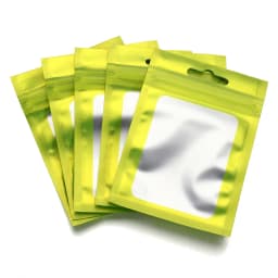 50pcs Colorful Self Seal Zipper Plastic Bags Mylar Bagwith Clear Window for DIY Jewelry Display Reusable Ziplock Hanging Pouches