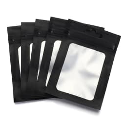 50pcs Colorful Self Seal Zipper Plastic Bags Mylar Bagwith Clear Window for DIY Jewelry Display Reusable Ziplock Hanging Pouches