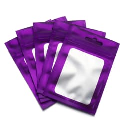 50pcs Colorful Self Seal Zipper Plastic Bags Mylar Bagwith Clear Window for DIY Jewelry Display Reusable Ziplock Hanging Pouches