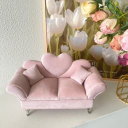 Dutch Velvet Sofa Shaped Jewelry Box Bracelet Pink Mini Couch Earrings Ring Display Stand with Mirror Elegant House Furniture
