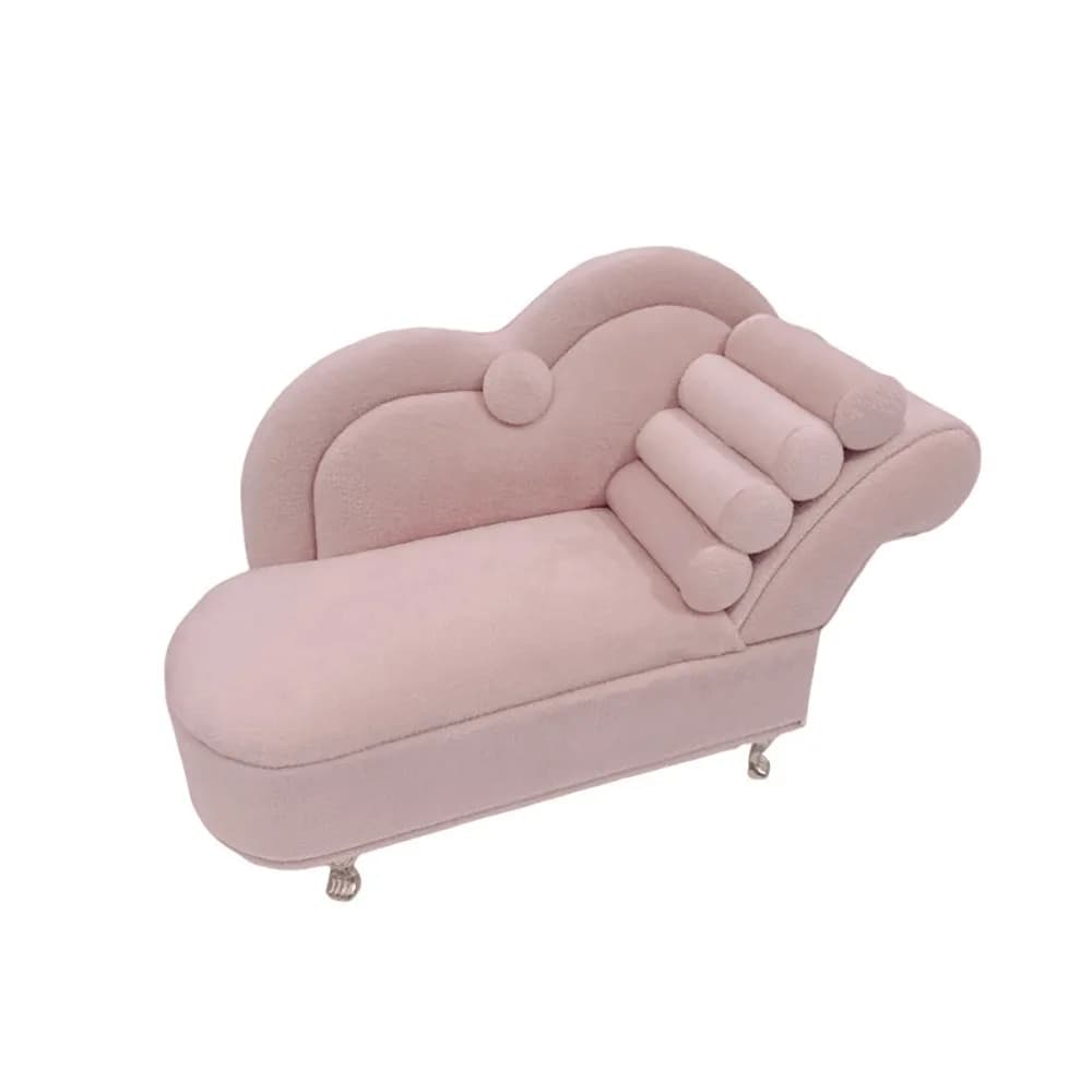Dutch Velvet Sofa Shaped Jewelry Box Bracelet Pink Mini Couch Earrings Ring Display Stand with Mirror Elegant House Furniture