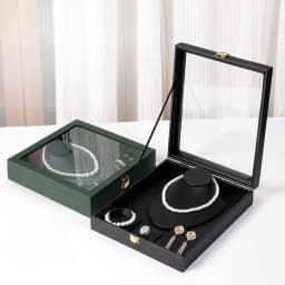 Leather Jewelry Box Luxury Necklace Earrings Storage Boxes Women Organizer Jewelry Display Stand Ring Accessory Packaging Case