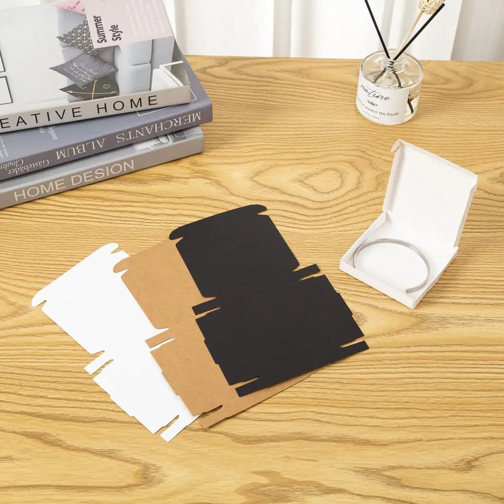 30PCS White Black Kraft Paper Jewelry Gift Box Package Holder Storage For Earring Necklace Accessories Wedding Wholesale Bulk