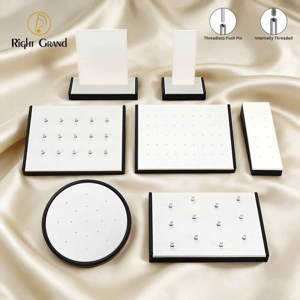 Right Grand High Quality Black Fiberboard Leather Display Stand for 14G 16G Threaded and Threadless Piercing Body Jewelry