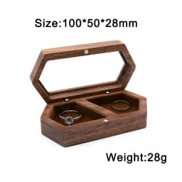 Vintage Hexagon Wooden Ring Box for Men Women Luxury Velvet Lined Jewelry Storage Organizer Engagement Ring Holder Proposal Gift