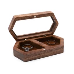 Vintage Hexagon Wooden Ring Box for Men Women Luxury Velvet Lined Jewelry Storage Organizer Engagement Ring Holder Proposal Gift
