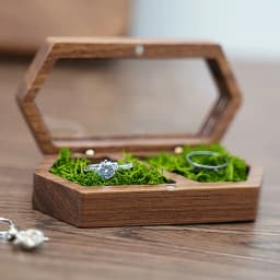 Vintage Hexagon Wooden Ring Box for Men Women Luxury Velvet Lined Jewelry Storage Organizer Engagement Ring Holder Proposal Gift