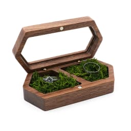 Vintage Hexagon Wooden Ring Box for Men Women Luxury Velvet Lined Jewelry Storage Organizer Engagement Ring Holder Proposal Gift