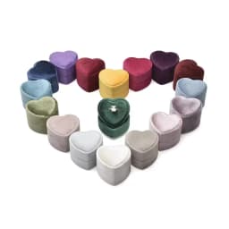 TAIMY Luxury Velvet Vintage Marry Wedding Heart Shaped Ring Box Double Rings Holder Custom Logo Jewelry Boxes Gifts Packaging