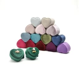 TAIMY Luxury Velvet Vintage Marry Wedding Heart Shaped Ring Box Double Rings Holder Custom Logo Jewelry Boxes Gifts Packaging