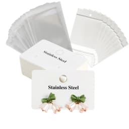 50/100pcs 6.4x4cm Paper Display Cards Stainless Steel Earring Package Jewelry Box Bag Holder Stand Storage Package Wholesale