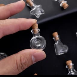 10pcs Small Clear Glass Wishing Bottles with Wood Stoppers Mixed Shape Micro Containers for Jewelry Decoration and Display