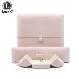 Double Open Button Jewelry Box Valentine's Day Birthday Surprise Gift Ring Pendant Stud Necklace Box Jewelry Boxes and Packaging