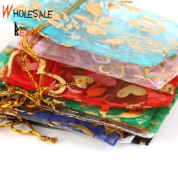50pcs/Lot 35 Colors 7x9cm 9x12cm Drawstring Organza Bags Jewelry Packaging Bags Candy Wedding Party Bags Wholesale Gifts Pouches
