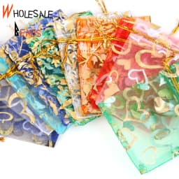 50pcs/Lot 35 Colors 7x9cm 9x12cm Drawstring Organza Bags Jewelry Packaging Bags Candy Wedding Party Bags Wholesale Gifts Pouches
