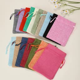 50pcs/lot Drawstring Gift Pouches Linen Bags For Jewelry Wedding Party Christmas Packaging Custom Logo 7*9 8*10 10*14 13*18cm