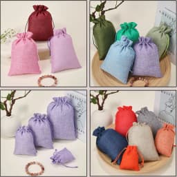 50pcs/lot Drawstring Gift Pouches Linen Bags For Jewelry Wedding Party Christmas Packaging Custom Logo 7*9 8*10 10*14 13*18cm