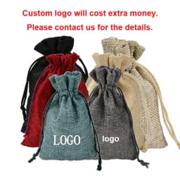 50pcs/lot Drawstring Gift Pouches Linen Bags For Jewelry Wedding Party Christmas Packaging Custom Logo 7*9 8*10 10*14 13*18cm