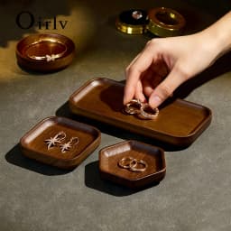 Oirlv Wooden Jewelry Tray Set Ring Storage Box Necklace Display Stand Watch Storage Box Entrance Decoration Car Key Organizer