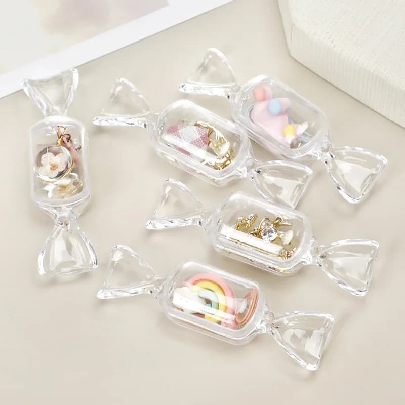 10Pcs/lot Candy Shape Wedding Candy Box Transparent Plastic Storage Container Kids Gift Collection Organizer Boxes