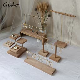 Brass Walnut Jewelry Display Rack Combination Earrings Holder Stud Earrings Hanger Necklace Storage Rack Jewelry Display Stand