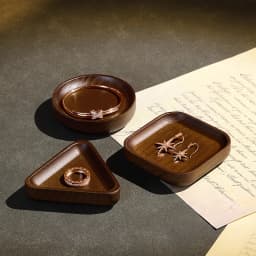Oirlv Wooden Jewelry Ring Earring Holder Dish Decorative Small Wood Storage Tray For Rings Earrings Bracelets Jewelry Organizer