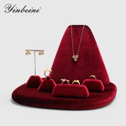Yinbeini Velvet Jewelry Display Set Ring Earrings Necklace Bracelet Rack Organizer Boutique Combination Stand TB040