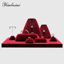 Yinbeini Velvet Jewelry Display Set Ring Earrings Necklace Bracelet Rack Organizer Boutique Combination Stand TB040