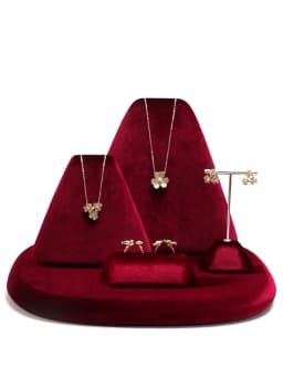 Yinbeini Velvet Jewelry Display Set Ring Earrings Necklace Bracelet Rack Organizer Boutique Combination Stand TB040