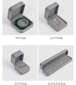 High-grade Velvet Jewelry Box Ring Necklace Bracelet Storage Gift Packaging Box Grey Exquisite Jewelry Organizer Box Joyero