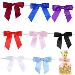 10-50pcs Colorful Twist Tie Bows Satin Ribbon Bow For Food Gift Packaging Sealing DIY Wedding Christmas Party Decoration
