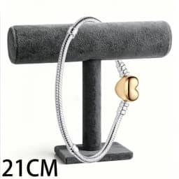 2026 New 925 Silver Women's Sparkling Tennis Heart Shaped Snake Bone Logo Bracelet Display Tool DIY Exquisite Charm Jewelry