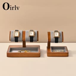 Oirlv T Shaped Fashion Wood Watch Display Stand with Microfiber Jewelry Organizer Rack Bracelet Ring Storage Watch Holder New