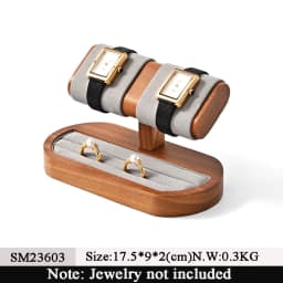 Oirlv T Shaped Fashion Wood Watch Display Stand with Microfiber Jewelry Organizer Rack Bracelet Ring Storage Watch Holder New