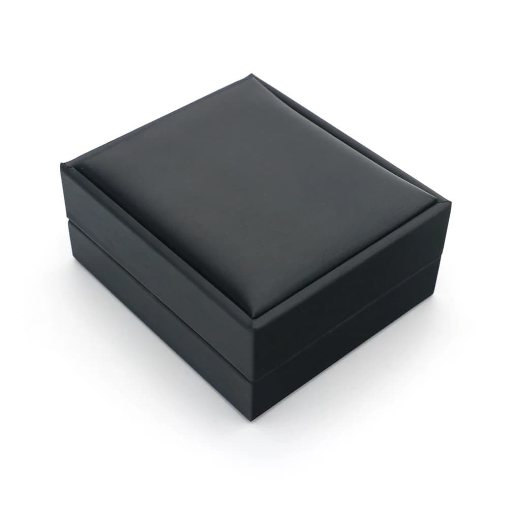 Men's Quality Cuff Links Gift Box Black Color Wire Drawing PU Coated Design Plastic Material Cufflinks Display Package
