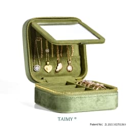 TAIMY Personalise Vintage Velvet Jewelry Box Luxury Travel Ring Necklace Jewelry Storage Case Custom Logo Jewellery Organizer