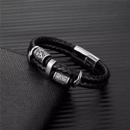 Stainless Steel Nordic Viking Norse Dragon Bracelet Men Wristband Cuff Bracelets with Viking Wooden Box