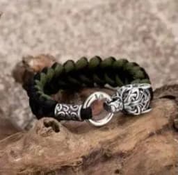 Stainless Steel Nordic Viking Norse Dragon Bracelet Men Wristband Cuff Bracelets with Viking Wooden Box