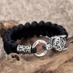 Stainless Steel Nordic Viking Norse Dragon Bracelet Men Wristband Cuff Bracelets with Viking Wooden Box