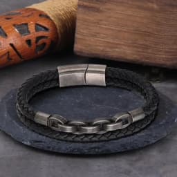 Stainless Steel Nordic Viking Norse Dragon Bracelet Men Wristband Cuff Bracelets with Viking Wooden Box