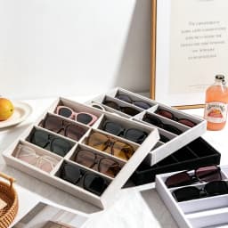 A Multi-Specification Eight-Slot, Six-Slot, Four-Slot Grey and Beige Jewelry and Sunglasses Display, Storage and Organizing Box